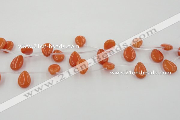 CCN2679 Top-drilled 13*18mm flat teardrop candy jade beads