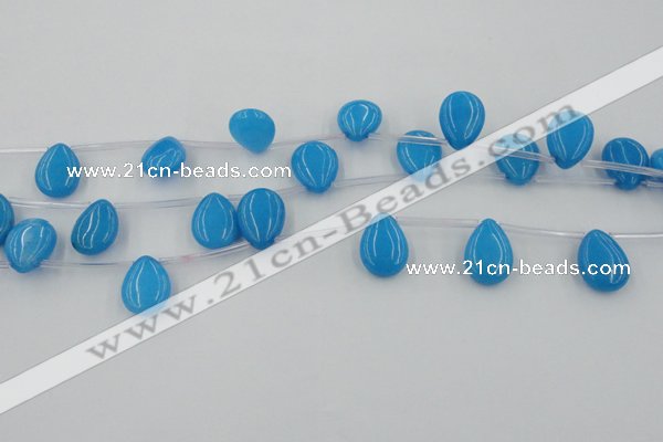 CCN2682 Top-drilled 13*18mm flat teardrop candy jade beads