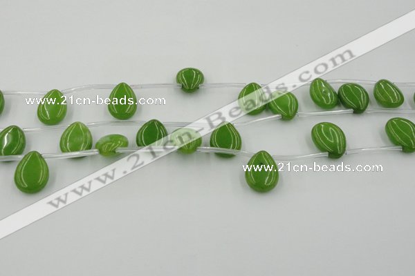 CCN2685 Top-drilled 13*18mm flat teardrop candy jade beads