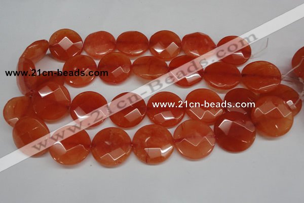 CCN271 15.5 inches 25mm faceted coin candy jade beads wholesale