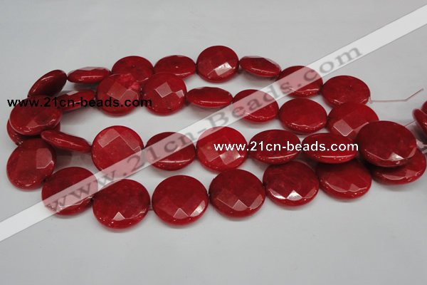 CCN272 15.5 inches 25mm faceted coin candy jade beads wholesale