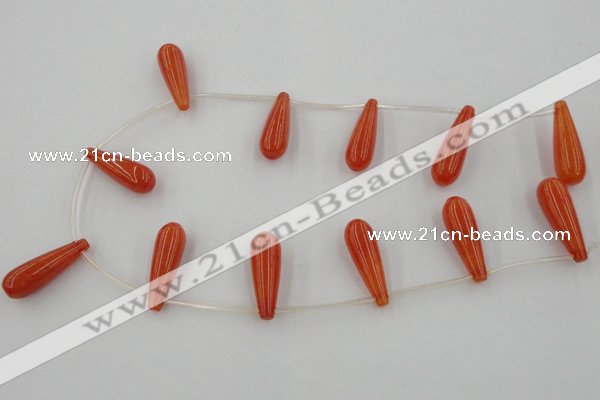 CCN2733 Top-drilled 10*30mm teardrop candy jade beads wholesale