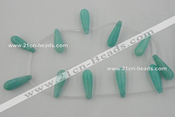 CCN2737 Top-drilled 10*30mm teardrop candy jade beads wholesale