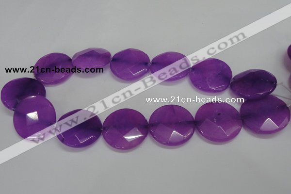 CCN285 15.5 inches 30mm faceted coin candy jade beads wholesale