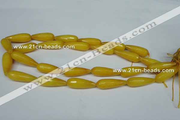 CCN2886 15.5 inches 10*30mm faceted teardrop candy jade beads