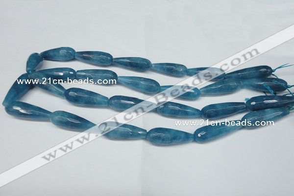 CCN2887 15.5 inches 10*30mm faceted teardrop candy jade beads