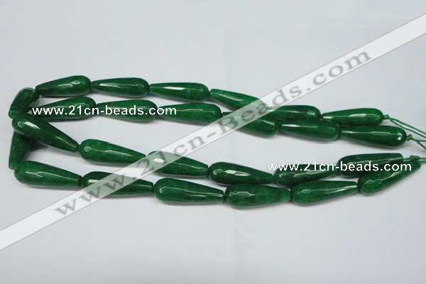 CCN2888 15.5 inches 10*30mm faceted teardrop candy jade beads