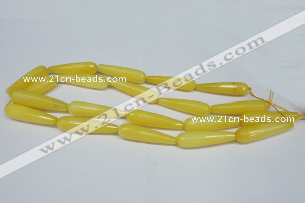 CCN2892 15.5 inches 10*40mm faceted teardrop candy jade beads