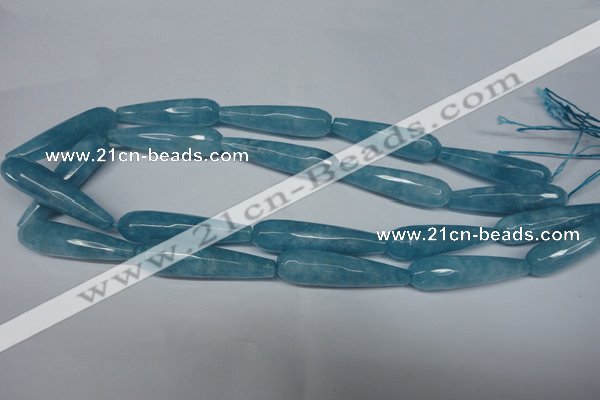 CCN2893 15.5 inches 10*40mm faceted teardrop candy jade beads