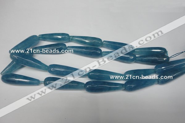 CCN2894 15.5 inches 10*40mm faceted teardrop candy jade beads