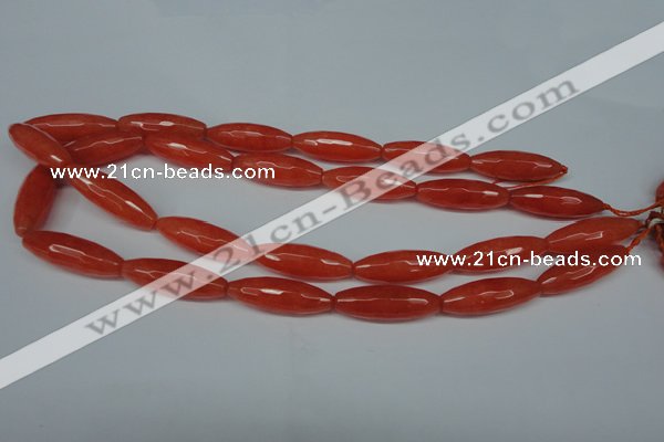 CCN2910 15.5 inches 10*30mm faceted rice candy jade beads