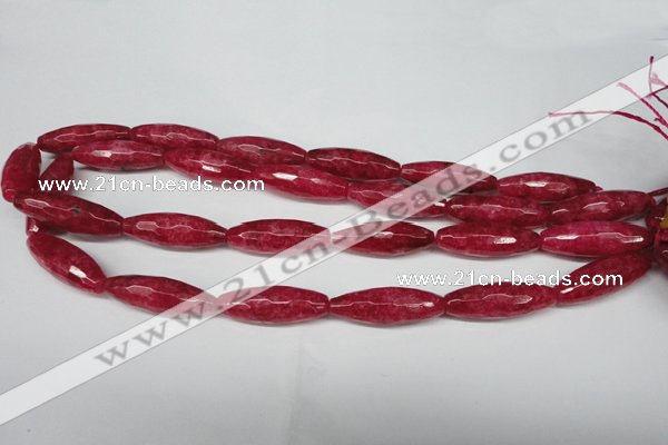 CCN2911 15.5 inches 10*30mm faceted rice candy jade beads