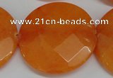 CCN302 15.5 inches 35mm faceted coin candy jade beads wholesale