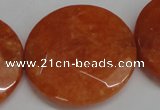 CCN303 15.5 inches 35mm faceted coin candy jade beads wholesale