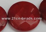 CCN305 15.5 inches 35mm faceted coin candy jade beads wholesale