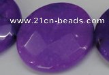 CCN306 15.5 inches 35mm faceted coin candy jade beads wholesale