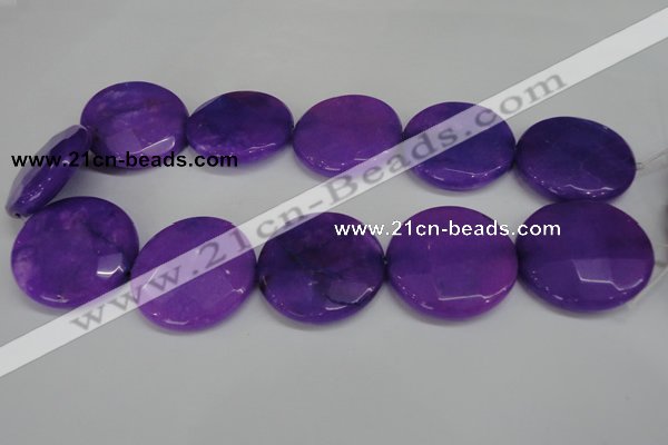 CCN306 15.5 inches 35mm faceted coin candy jade beads wholesale