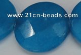 CCN308 15.5 inches 35mm faceted coin candy jade beads wholesale