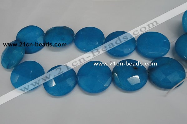 CCN308 15.5 inches 35mm faceted coin candy jade beads wholesale