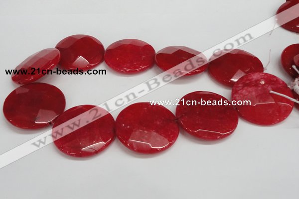 CCN317 15.5 inches 40mm faceted coin candy jade beads wholesale