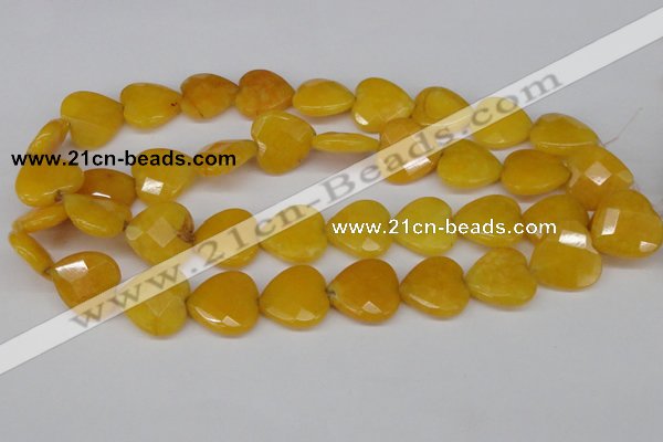 CCN355 15.5 inches 20*20mm faceted heart candy jade beads wholesale