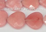 CCN356 15.5 inches 20*20mm faceted heart candy jade beads wholesale