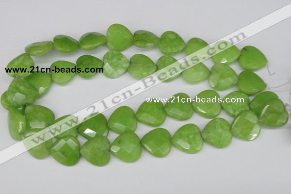 CCN360 15.5 inches 20*20mm faceted heart candy jade beads wholesale