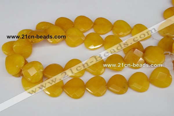 CCN370 15.5 inches 25*25mm faceted heart candy jade beads wholesale