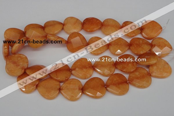 CCN371 15.5 inches 25*25mm faceted heart candy jade beads wholesale