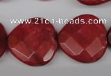 CCN375 15.5 inches 25*25mm faceted heart candy jade beads wholesale