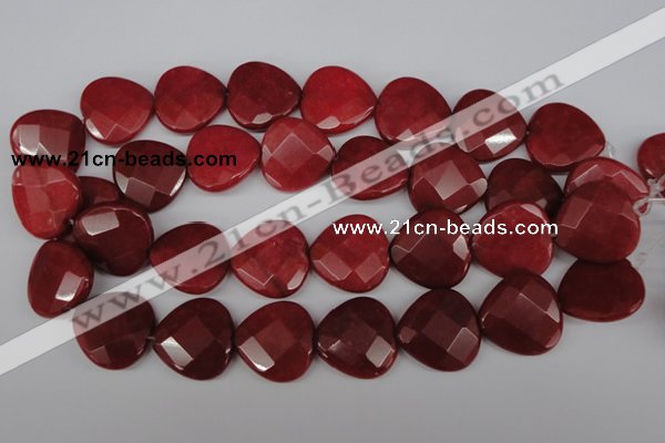 CCN375 15.5 inches 25*25mm faceted heart candy jade beads wholesale