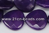 CCN376 15.5 inches 25*25mm faceted heart candy jade beads wholesale