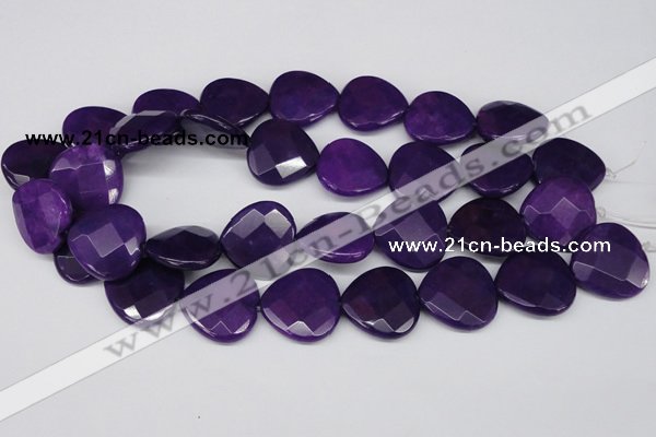 CCN376 15.5 inches 25*25mm faceted heart candy jade beads wholesale