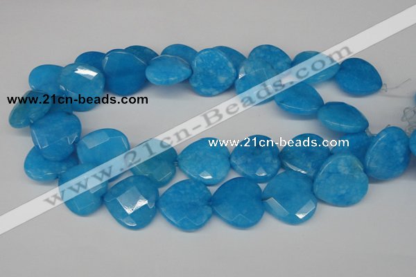 CCN377 15.5 inches 25*25mm faceted heart candy jade beads wholesale