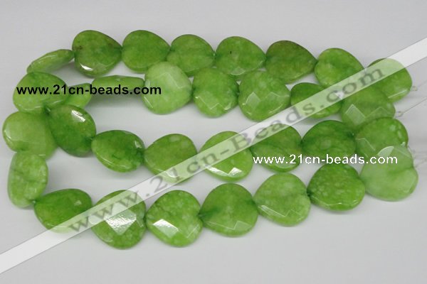 CCN378 15.5 inches 25*25mm faceted heart candy jade beads wholesale