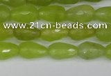 CCN3781 15.5 inches 8*12mm faceted teardrop candy jade beads