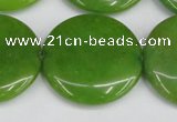 CCN3845 15.5 inches 30mm flat round candy jade beads wholesale