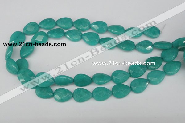 CCN385 15.5 inches 15*20mm faceted flat teardrop candy jade beads