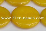 CCN3850 15.5 inches 35mm flat round candy jade beads wholesale