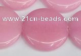 CCN3851 15.5 inches 35mm flat round candy jade beads wholesale