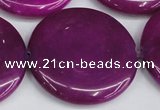 CCN3854 15.5 inches 35mm flat round candy jade beads wholesale