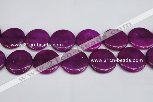 CCN3854 15.5 inches 35mm flat round candy jade beads wholesale