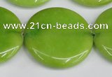 CCN3856 15.5 inches 35mm flat round candy jade beads wholesale