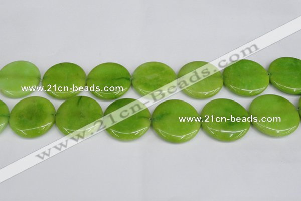 CCN3856 15.5 inches 35mm flat round candy jade beads wholesale