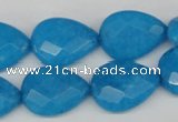 CCN386 15.5 inches 15*20mm faceted flat teardrop candy jade beads