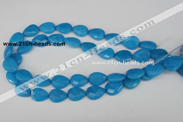 CCN386 15.5 inches 15*20mm faceted flat teardrop candy jade beads