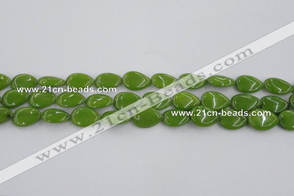 CCN3868 15.5 inches 13*18mm flat teardrop candy jade beads