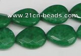 CCN388 15.5 inches 15*20mm faceted flat teardrop candy jade beads