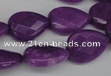 CCN390 15.5 inches 15*20mm faceted flat teardrop candy jade beads