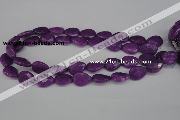 CCN390 15.5 inches 15*20mm faceted flat teardrop candy jade beads